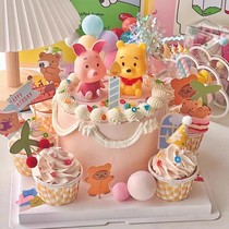 Children Cartoon Cupcake Decorations for the Ins Wind Swap Vinny Little Bear Little Tiger Little Piggy Pig Party Sweet table Supplies