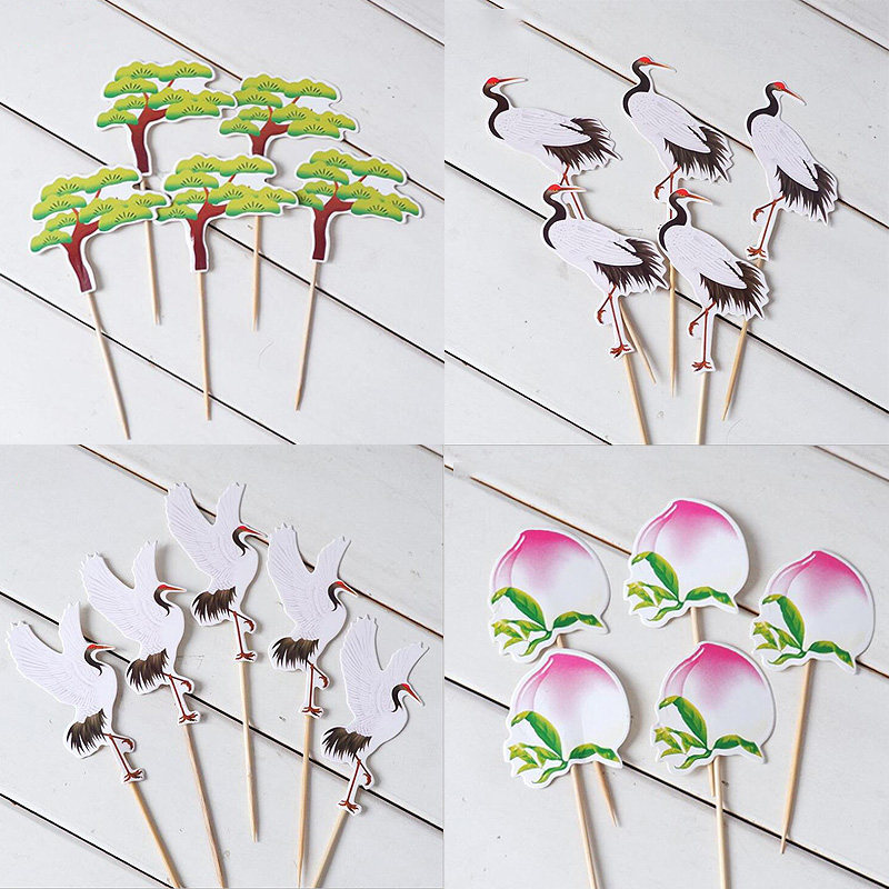 Longevity crane is not old pine cake decoration card set longevity peach birthday birthday crane longevity elders birthday card