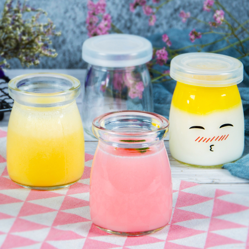 Baking mold pudding bottle glass pudding cup yogurt bottle Mu cup jelly cup with lid high temperature resistant milk bottle