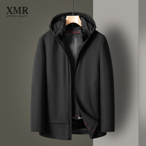 Upscale middle-aged mens jacket Winter thickened with warm cotton padded jacket Ferret Fur Collar Leather Grass Pie Overcomes Detachable Liner