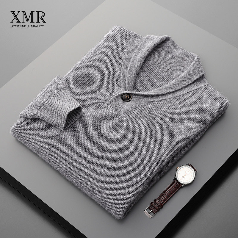 Minimalist pure cashmere sweatshirt male V collar thickened goat sweatshirt winter warm mountain cashmere sweater men's high-end jersey