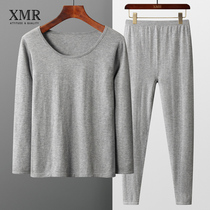 Cashmere thermal underwear suit Womens autumn winter workout with knitted wool beating bottom sexy big round collar autumn clothes