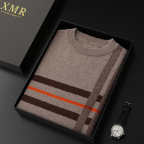 New 100 pure mountain cashmere sweatshirt male round collar casual stitch sweatshirt autumn winter warm and undershirt soft glutinous sweater