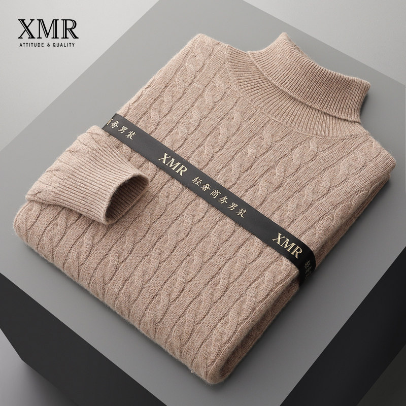 2022 spring autumn new high collar cashmere sweatshirt male thickened warm beating undershirt Mountain cashmere sweater male high end goat sweater
