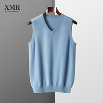 Academy style cashmere vest mens V-neck pullover wool vest 2021 autumn and winter New sleeveless waistless crotch knitwear