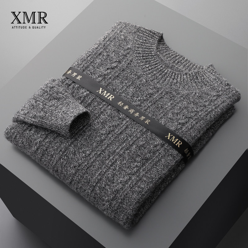 Semi-high collar Thickened Cashmere Sweatshirt Boy Middle-aged Dad Clothing Knitwear Cashmere Sweater Winter High-end Men's Goat Sweatshirt