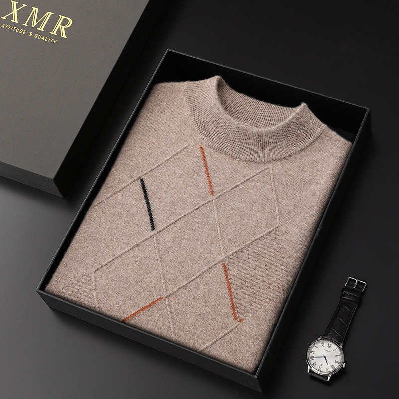 Classic Moose Pure Kashmir Cashmere Sweatshirt Male Winter Warm Beating Undershirt Half High Collar Sweater 2022 New Stitch Sweatshirt