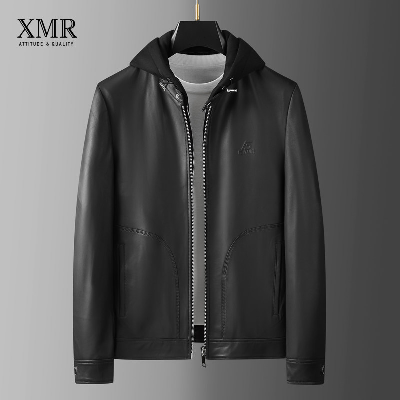 Genuine Leather Leather Jacket Jacket Men's Hat Spring Autumn Windproof Warm Outerwear Men's Leather Clothes New 2022 Explosive Men's Clothing