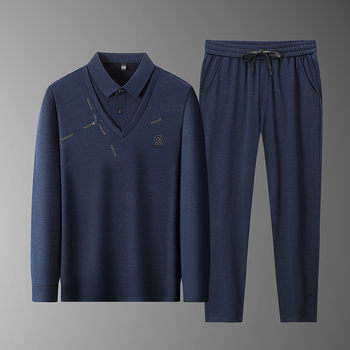 New spring and autumn daddy long-sleeved trousers suit