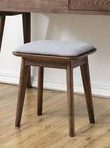 Dressing stool solid wood makeup stool light luxury Nordic bedroom makeup stool soft bag ash wood simple modern dressing table stool