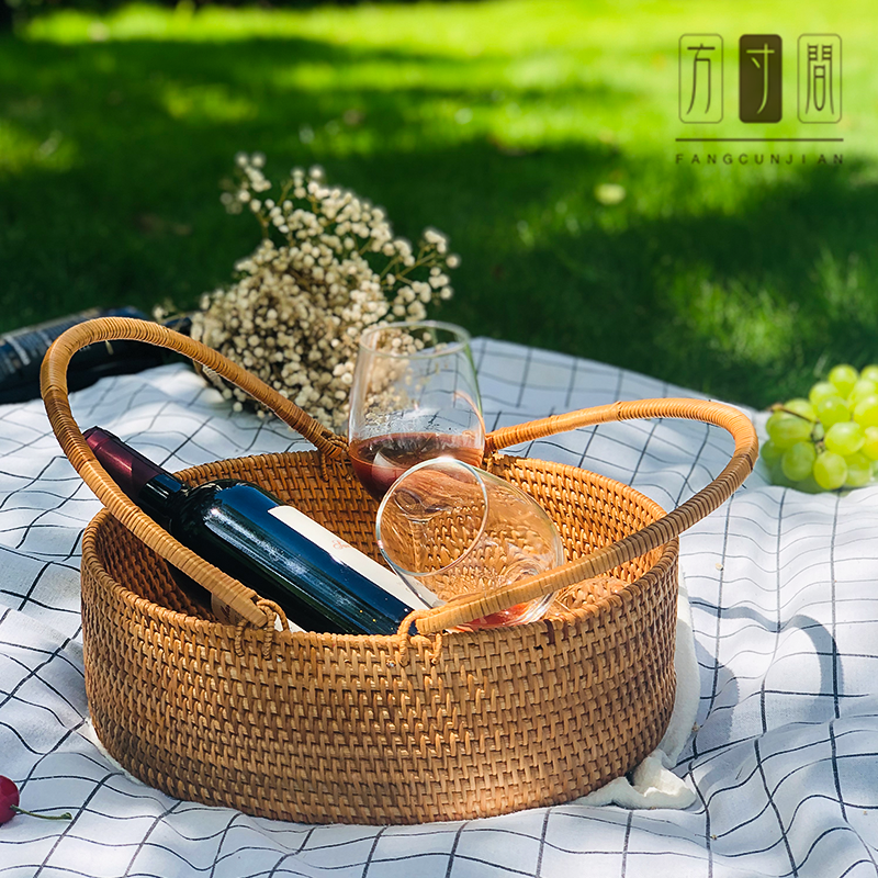 Retro Virgin Oval Picnic Basket Handheld tea Top Basket Egg Basket Basket Shopping Basket