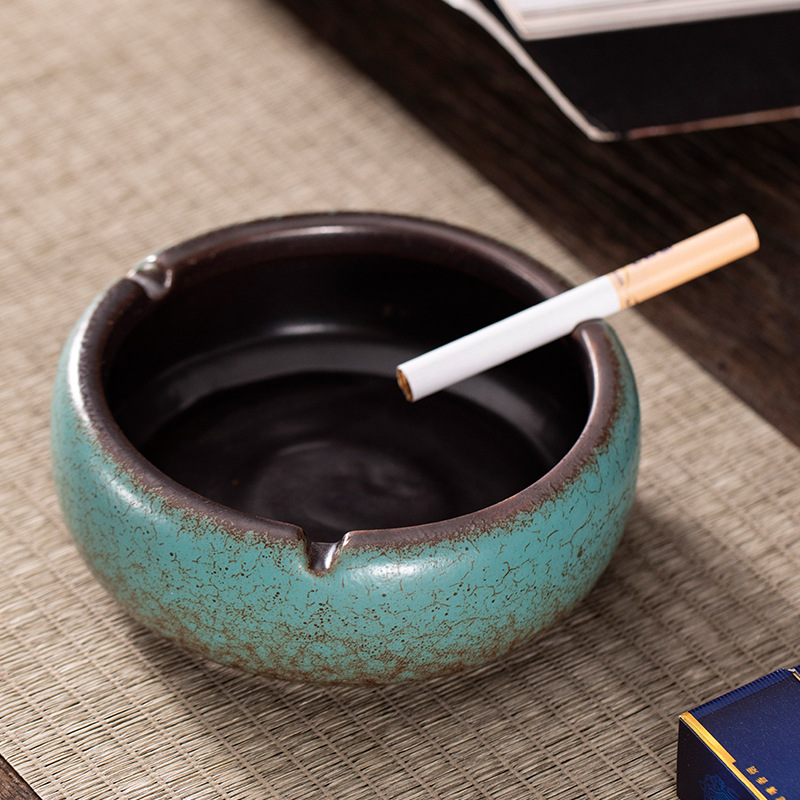 New Chinese-style Ashtray Zen ceramic Tobacco Cylinders Day Style Creativity Office Living Room Round Tea Table Tea Room Hem