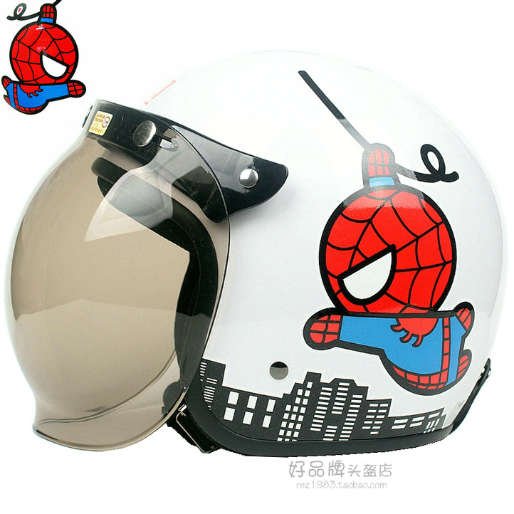Taiwan EVO Spiderman Man white Haret electric motor safety helmet Safety helmet Retro male and female warm winter