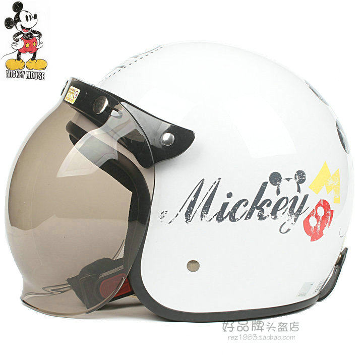 Taiwan EVO Mickey white Harley motor car half hard hat men and women retro warm hard hat winter
