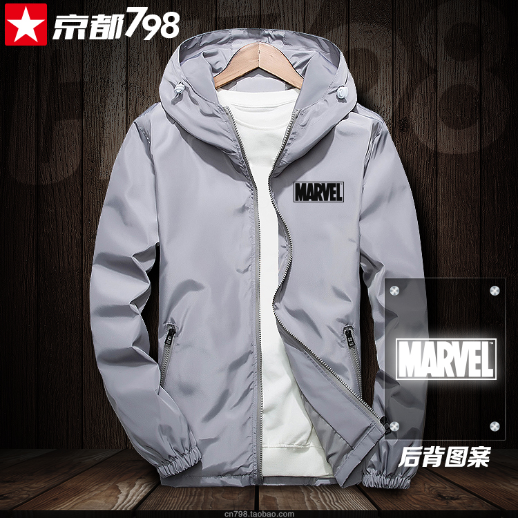 Marvel Avengers windproof áo khoác sáng siêu anh hùng áo khoác phản quang tùy chỉnh dịch vụ đẳng cấp áo gió trùm đầu