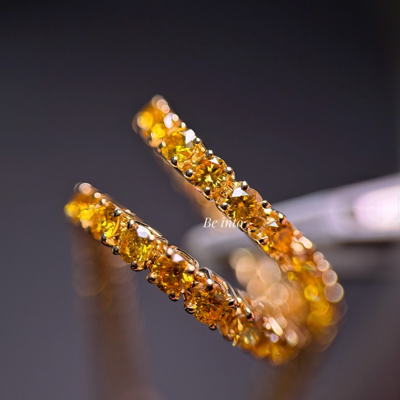 In Stock: Essential Jewelry, Round Yellow Diamond Bracelet, Four-Prong Full Diamond Tennis Chain, Full Circle Full Diamond, Unisex Style