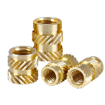 Hot-melt copper nut M2M3M4M5M6 knurled injection molded nut hot-pressed soil eight twill nut embedded copper insert