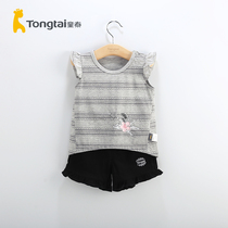 Baby Tai 2019 summer new baby short sleeve suit 11 - 18 months 4 year old baby half - sleeve shorts two sets