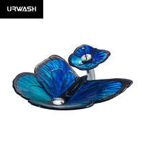 Kindergarten wash basin children color stage basin tempered glass cartoon art Basin Creative washbasin butterfly