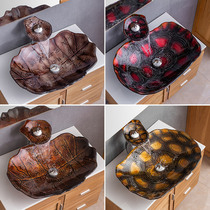 URWASH bathroom tempered glass washbasin Abstract art wind table basin Turtle back pattern creative washbasin bed and Breakfast