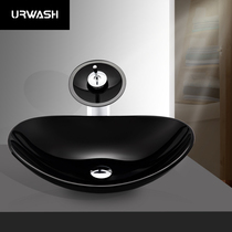 Nordic bathroom Tempered glass washbasin Modern simple table basin Art washbasin household pure black