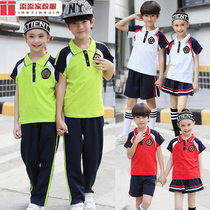 School uniform set summer short-sleeved primary school children kindergarten Garden uniform Sports Meeting class uniform style British Cotton