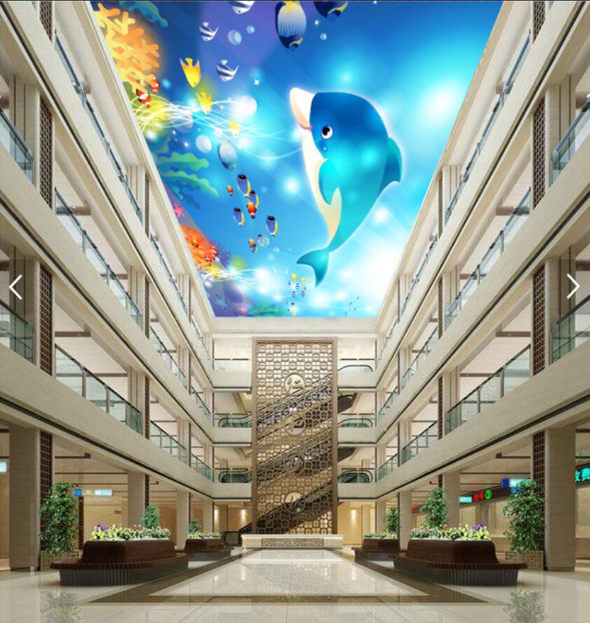 Underwater World Mediterranean Ocean Suspended ceiling soft film mural background wall knife scraping cloth light box film light-transmitting film