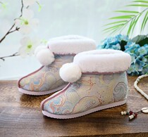 Gross Balls Cotton Boots 2021 Winter New Pints Cotton Plus Suede Two Wear Ladies Cloth Shoes Embroidered Cotton Shoes Cotton Boots Short Boots