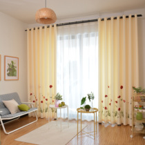 Literary curtains Cotton and linen curtains Simple modern thickened cotton and linen bedroom living room shading shading finished embroidery curtains