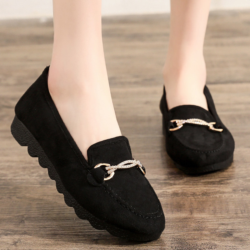 北京古布靴、女性用シングルシューズ、滑り止めソフトソール、スリッポンフラットブラックワークシューズ、ローファー、マタニティシューズ。