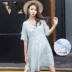 Váy bà bầu sọc hè cho con bú Bà bầu mặc áo dài mùa hè tay ngắn 2019 Váy bà bầu mới - Áo thai sản đầm bầu đẹp hàng hiệu Áo thai sản