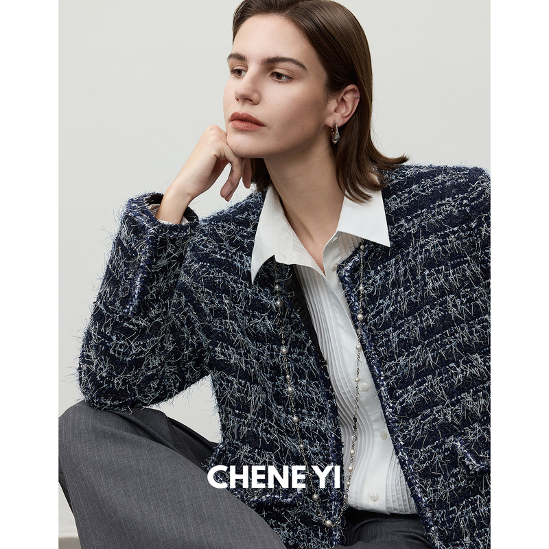 Chene Yi British Imported Linton Classic Micro-Profile Box-Shaped Four-Pocket Design Tweed Chanel-Style Jacket