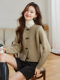 Horn Button Sweater Jacket Women's Short 2025 New Autumn Outerwear Round Neck Wool Sweater Small Knitted Cardigan