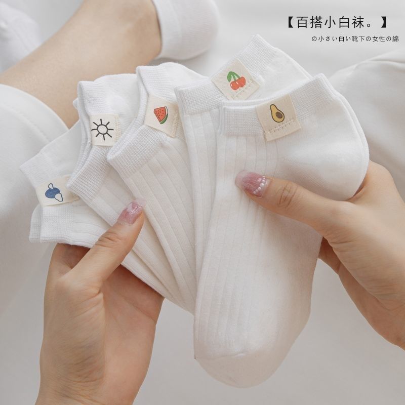 Socks Short Socks Girls Cotton Socks Short Cylinder Shallow Mouth Spring Autumn Season Thin style Invisible Socks Cute Days white Ins Chains Short Sox