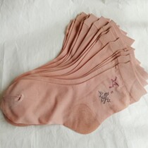 Vintage stockings 5 pairs of skin tone with heel pattern flower mom socks short spring and summer wear-resistant anti-hook loose mouth