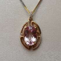 18K Gold Diamond Morganite Necklace CP130032