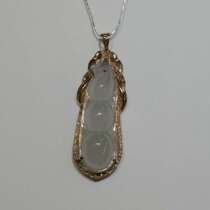 18K Gold Diamond Ice Emerald Jade Fudou Pendant J1300027