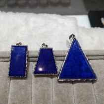 S925 silver inlaid natural lapis lazuli pendant less white and less gold