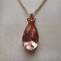 18K Gold Diamond Morganite Pendant CP130178
