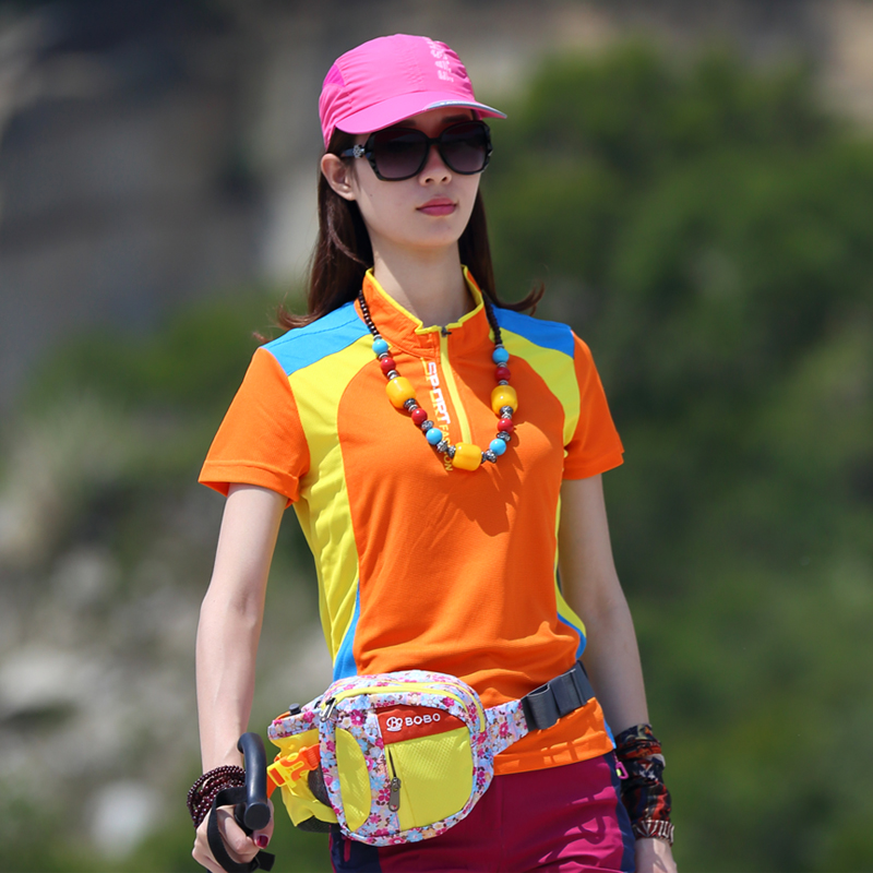 Outdoor speed dry T-shirt short sleeve female large size sports running speed dry clothes Climbing Hiking breathable summer blouses