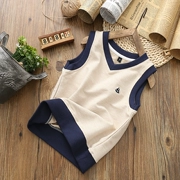 Áo vest cho bé trai mùa thu 2018 mùa xuân và mùa thu mới cho bé Bộ đồ cotton cổ chữ V