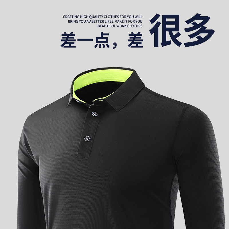 Autumn Winter Long Sleeve Flap Collar Sports Speed Dry Polo Custom Work Clothes Activity Group Build T-shirt Printed Embroidery Logo