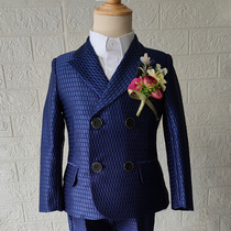 Boys small suit suit flower boy little boy presides over the catwalk piano performance dress childrens British handsome suit