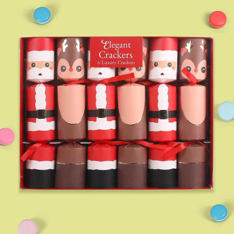 Christmas Candy Paper Cracker 6-Pack with Toy Inside, Paper Hat, English Riddle Paper Christmas Candy Paper Cracker 6-Pack with Toy Inside, Paper Hat, English Riddle Paper