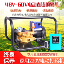 Electric High Pressure Agricultural Straight Tandem Type Drugmaker 48V60V Pesticide Disinfection Nebulizer Fruit Tree Spray Machine Small