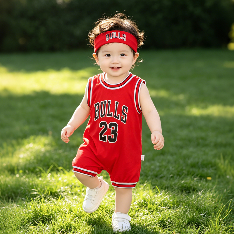 Baby Clothes, Summer Clothes, Vest Jersey Suit, Male and Female Baby Sleeveless Pure Cotton Basketball Uniform, Jumpsuit, Sports Harem Suit Baby Clothes, Summer Clothes, Vest Jersey Suit, Male and Female Baby Sleeveless Pure Cotton Basketball Uniform, Jumpsuit, Sports Harem Suit