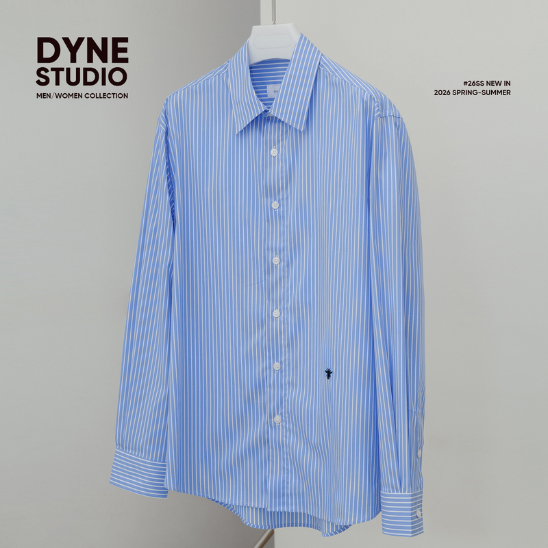 Dyne Studio D Same Style French Sky Blue Striped Little Bee Embroidered Long-Sleeve Straight Shirt 8552 Dyne Studio D Same Style French Sky Blue Striped Little Bee Embroidered Long-Sleeve Straight Shirt 8552