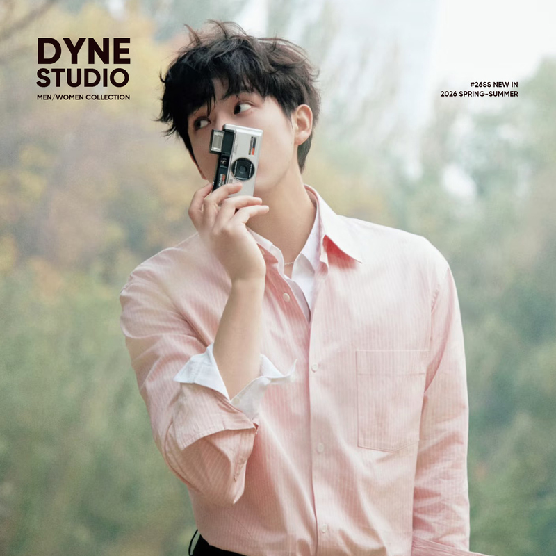 Dyne Studio Celebrity Style Coral Pink Woven Striped Fine Satin Cotton Long-Sleeve Shirt 8553