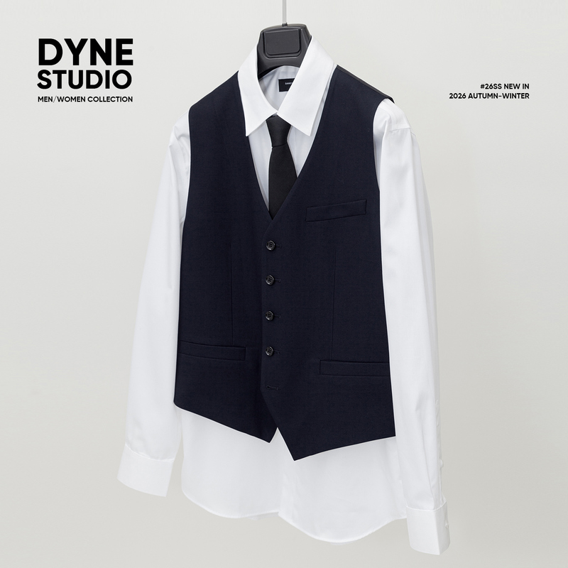 Dyne Studio Celebrity Style Fine Wool Navy Blue Suit Slim Fit Vest 8573