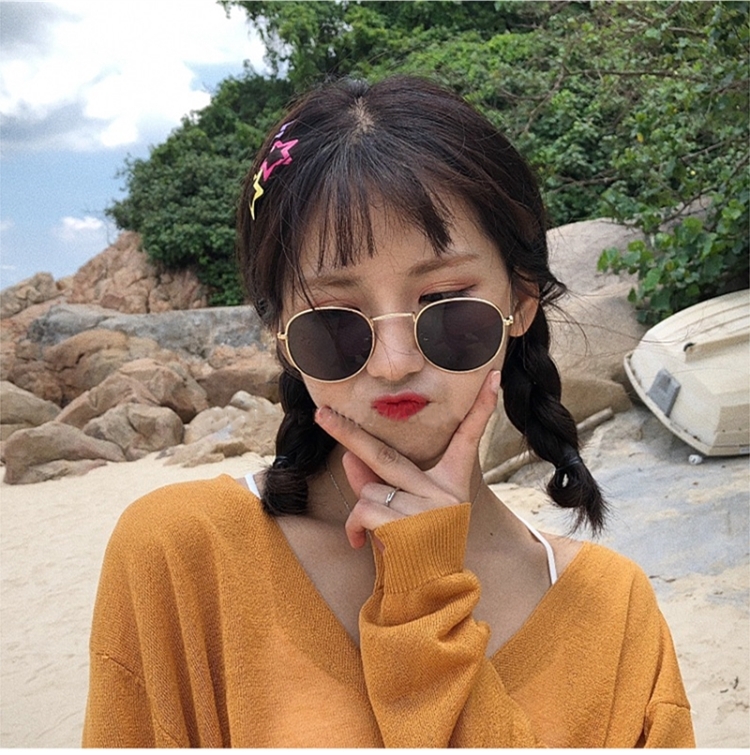 Kính râm nhỏ mặt nữ thủy triều Harajuku cổ điển retro tròn nhỏ hộp nhỏ chống nắng bên bờ biển phân cực kính râm kính râm